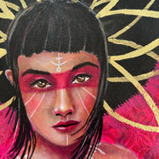 “Pink Shaman” Original Mixed Media Portrait